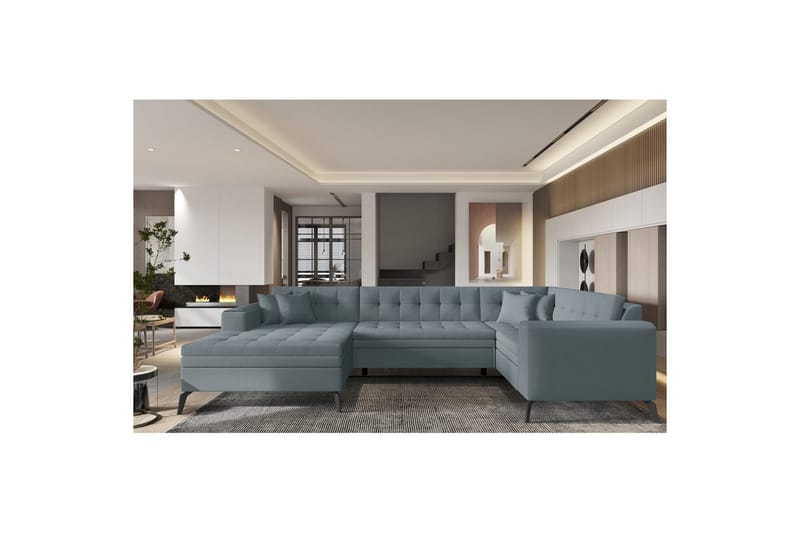 Divaani Eltap Montez 340x180x93 cm - Savoi 100, Harmaa, Vasen - Huonekalut - Sohva - Vuodesohva