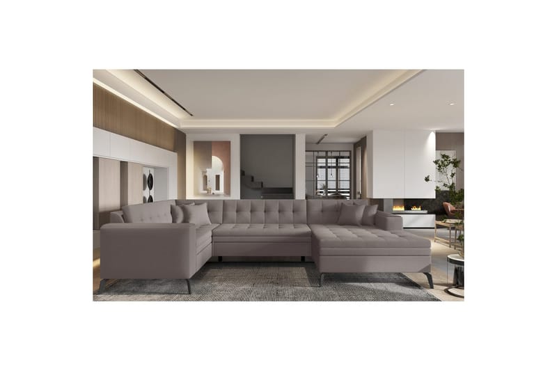 Divaani Eltap Montez 340x180x93 cm, Savoi 7, Beige, Oikea