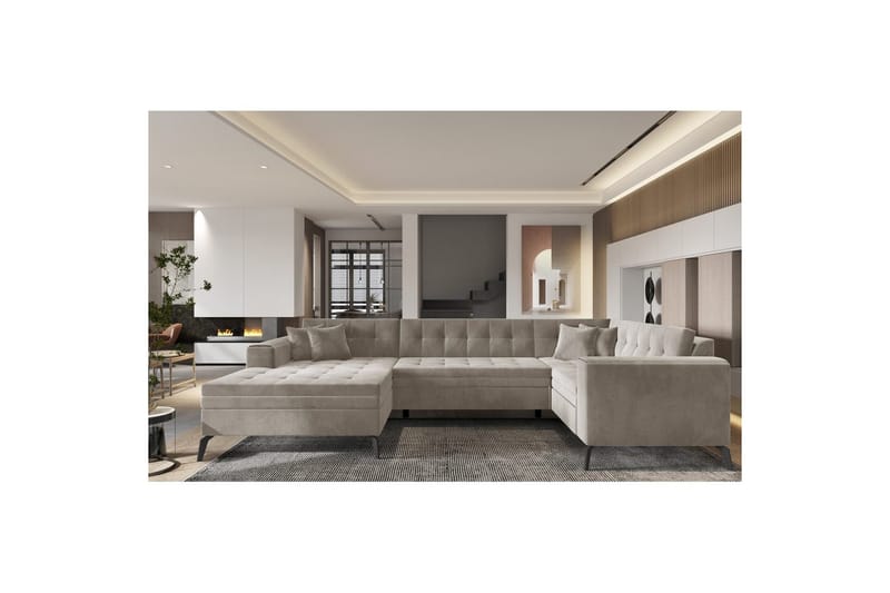 Divaani Eltap Montez 340x180x93 cm - Sola 18, beige, Vasen - Huonekalut - Sohva - Vuodesohva