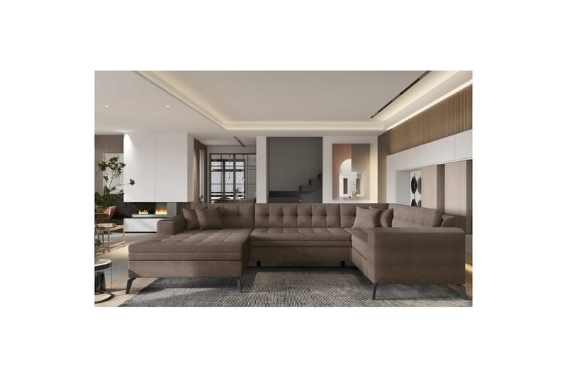 Divaani Eltap Montez 340x180x93 cm - Poco 22, Ruskea, Vasen - Huonekalut - Sohva - Vuodesohva