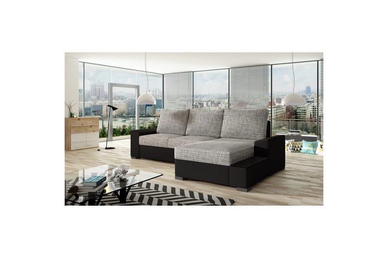 Divaani Eltap Negro 245x165x90 cm - Berlin 01, Soft 11, Harmaa, Musta, Oikea - Huonekalut - Sohva - Vuodesohva