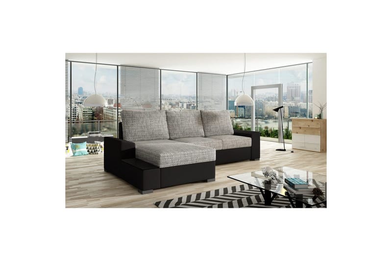 Divaani Eltap Negro 245x165x90 cm - Berlin 01, Soft 11, Harmaa, Musta, Vasen - Huonekalut - Sohva - Vuodesohva