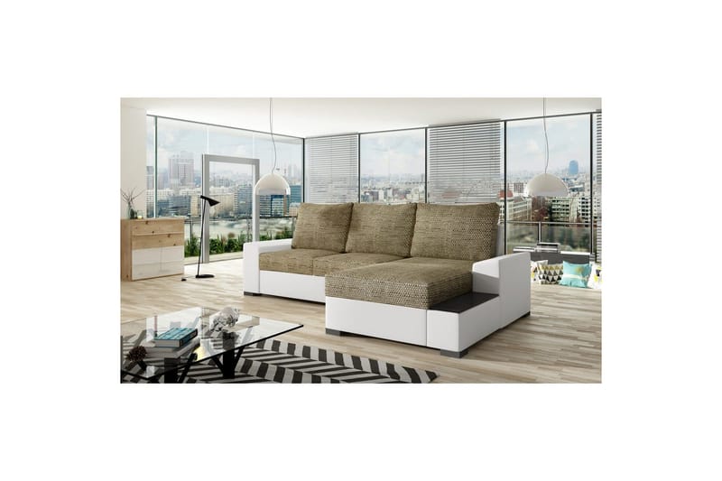 Divaani Eltap Negro 245x165x90 cm - Berlin 03, Soft 17, Beige, Valkoinen, Oikea - Huonekalut - Sohva - Vuodesohva