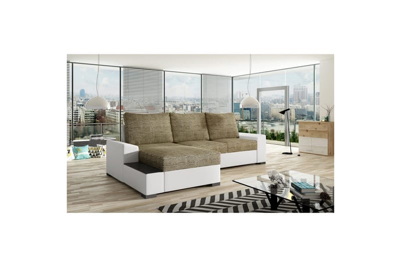 Divaani Eltap Negro 245x165x90 cm, Berlin 03, Soft 17, Beige, Valkoinen, Vasen