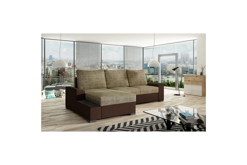 Divaani Eltap Negro 245x165x90 cm - Berlin 03, Soft 66, Beige, Tummanruskea, Vasen - Huonekalut - Sohva - Vuodesohva