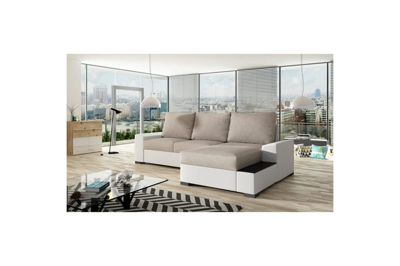 Divaani Eltap Negro 245x165x90 cm - Dora 21, Soft 17, Beige, Valkoinen, Oikea - Huonekalut - Sohva - Vuodesohva
