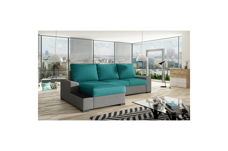 Divaani Eltap Negro 245x165x90 cm, Dora 85, Dora 90, tummanvihreä, harmaa, Vasen