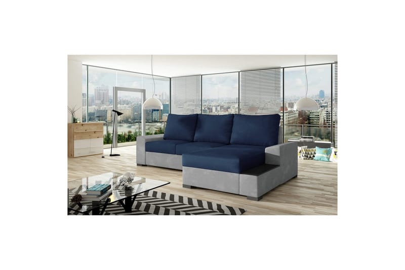 Divaani Eltap Negro 245x165x90 cm - Kronos 09, Paros 05, Tummansininen, Vaaleanharmaa, Oikea - Huonekalut - Sohva - Vuodesohva