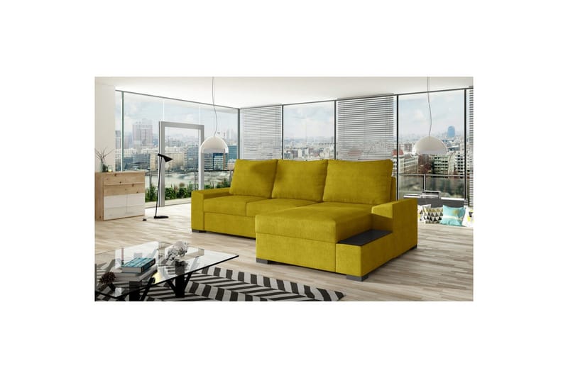 Divaani Eltap Negro 245x165x90 cm - Omega 68, keltainen, Oikea - Huonekalut - Sohva - Vuodesohva