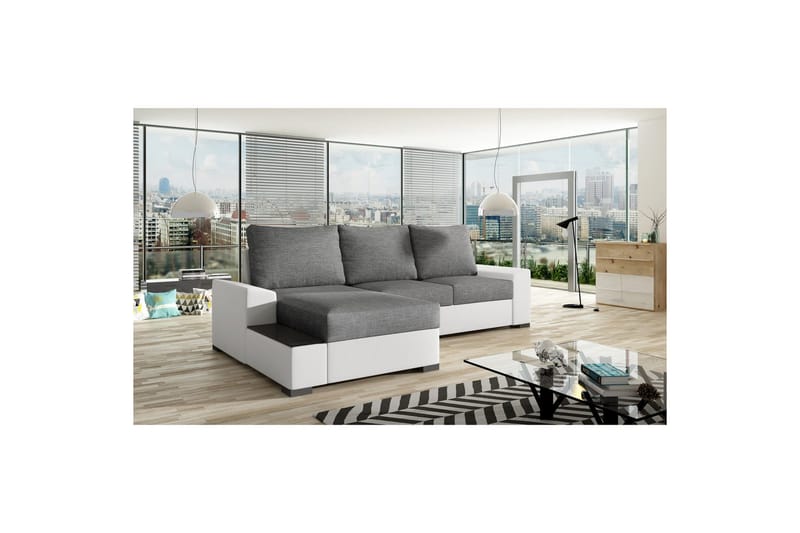 Divaani Eltap Negro 245x165x90 cm - Sawana 05, Soft 17, Harmaa, Valkoinen, Vasen - Huonekalut - Sohva - Vuodesohva