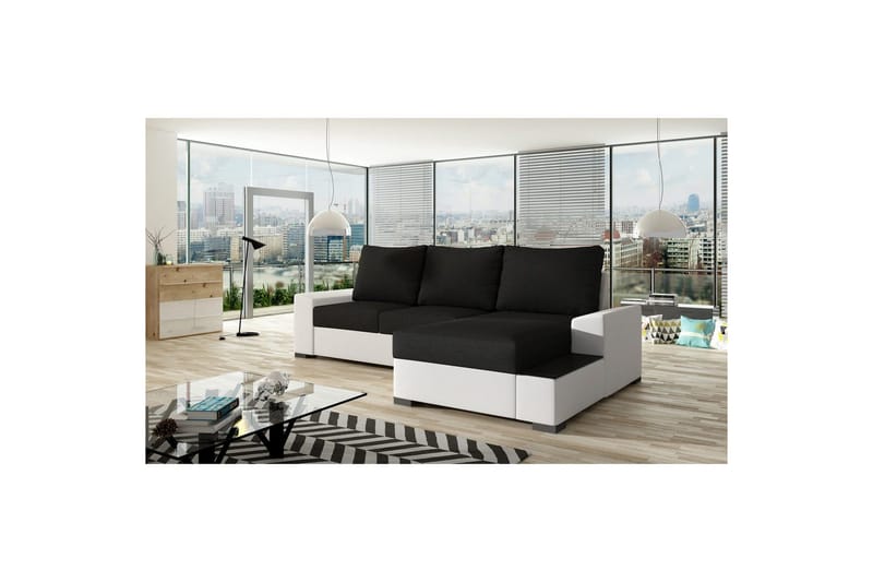 Divaani Eltap Negro 245x165x90 cm - Sawana 14, Soft 17, Musta, Valkoinen, Oikea - Huonekalut - Sohva - Vuodesohva