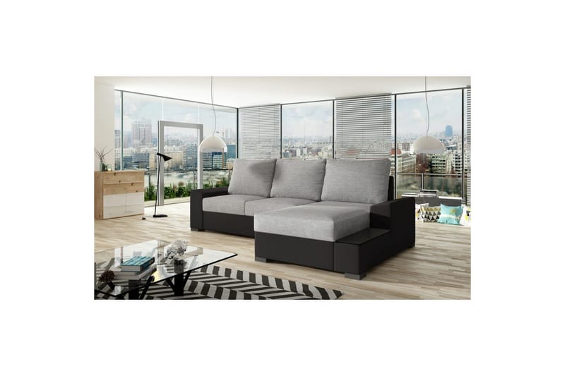 Divaani Eltap Negro 245x165x90 cm - Sawana 21, Soft 11, Harmaa, Musta, Oikea - Huonekalut - Sohva - Vuodesohva