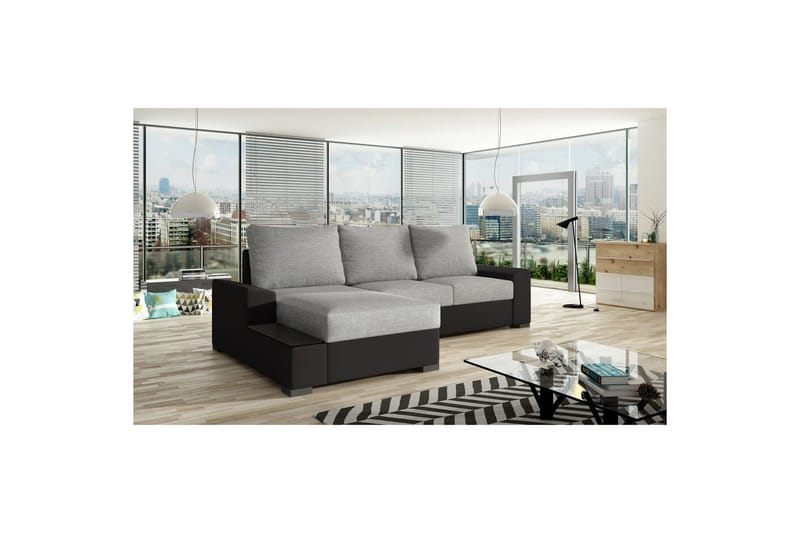 Divaani Eltap Negro 245x165x90 cm - Sawana 21, Soft 11, Harmaa, Musta, Vasen - Huonekalut - Sohva - Vuodesohva