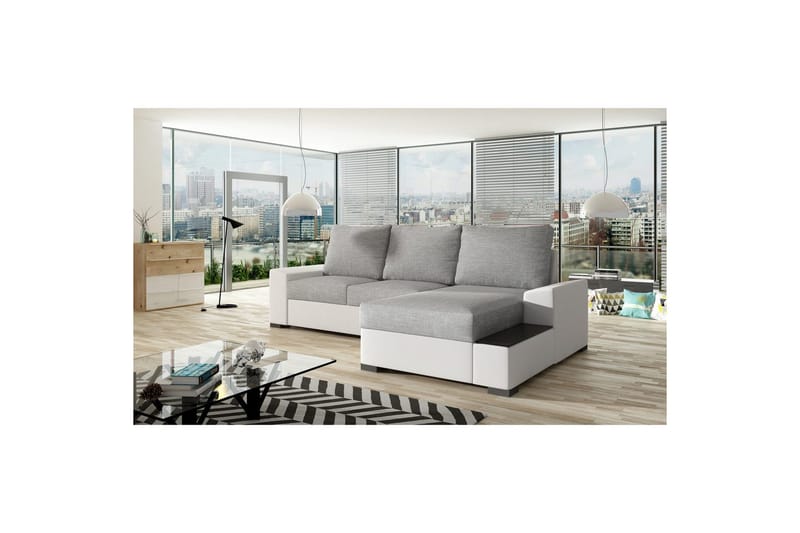 Divaani Eltap Negro 245x165x90 cm, Sawana 21, Soft 17, Harmaa, Valkoinen, Oikea