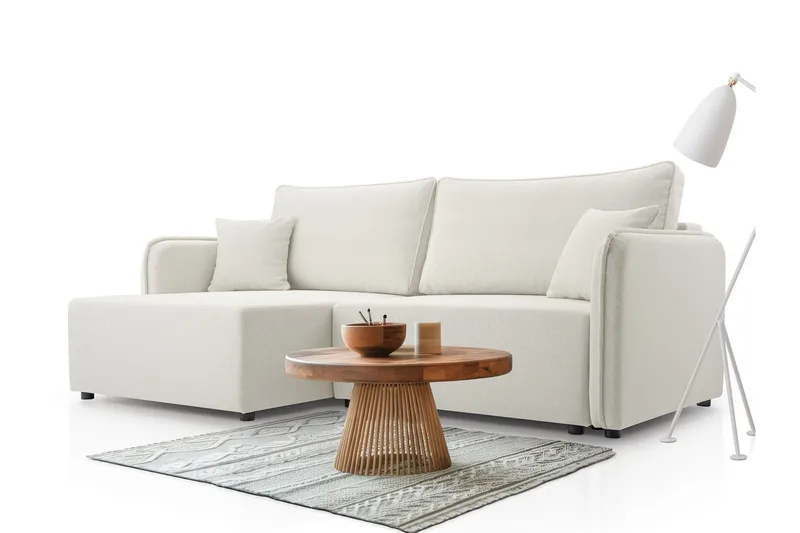 Chandru Vuodesohva Divaanilla 3-istuttava Plyysi - Beige - Huonekalut - Sohva - Vuodesohva - Divaanivuodesohva