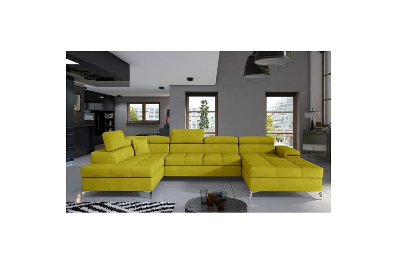 Divaani Eltap Eduardo 337x205x88 cm, Omega 68, Keltainen, Vasen