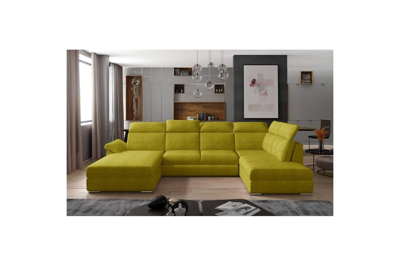 Divaani Eltap Evanell 336x211x102 cm, Omega 68, Keltainen, Vasen