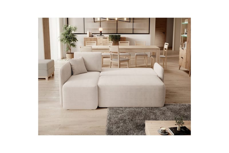 Divaani Eltap Hadson 206x150x89 cm - Jarell 18, vaalea beige, Vasen - Huonekalut - Sohva - Vuodesohva - Divaanivuodesohva
