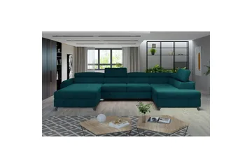 Divaani Eltap Josette 360x200x92 cm - Mat Velvet 75, Vihreä, Oikea - Huonekalut - Sohva - Vuodesohva - Divaanivuodesohva