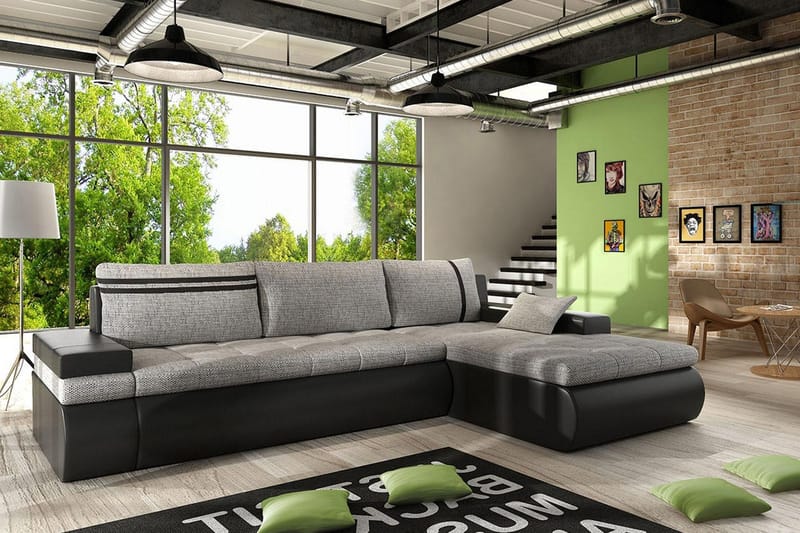 Divaanivuodesohva Dung Oikea - Harmaa/Musta - Huonekalut - Sohva - Vuodesohva