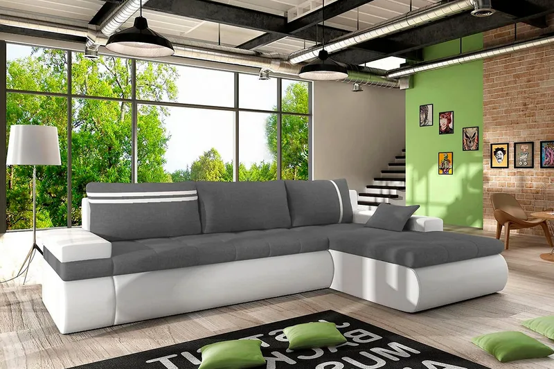 Divaanivuodesohva Dung Oikea - Harmaa/Valkoinen - Huonekalut - Sohva - Vuodesohva