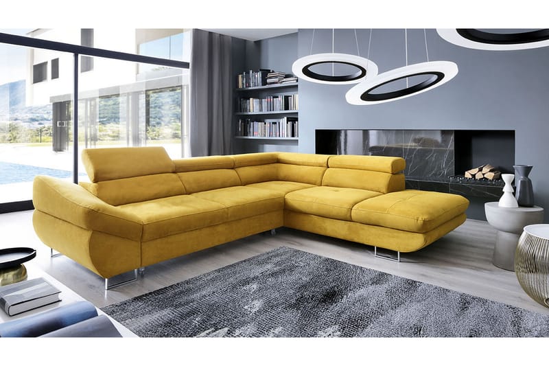 Divaanivuodesohva Fabio 280x235x88 cm - Keltainen - Huonekalut - Sohva - Vuodesohva