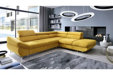 Divaanivuodesohva Fabio 280x235x88 cm - Keltainen - Huonekalut - Sohva - Vuodesohva