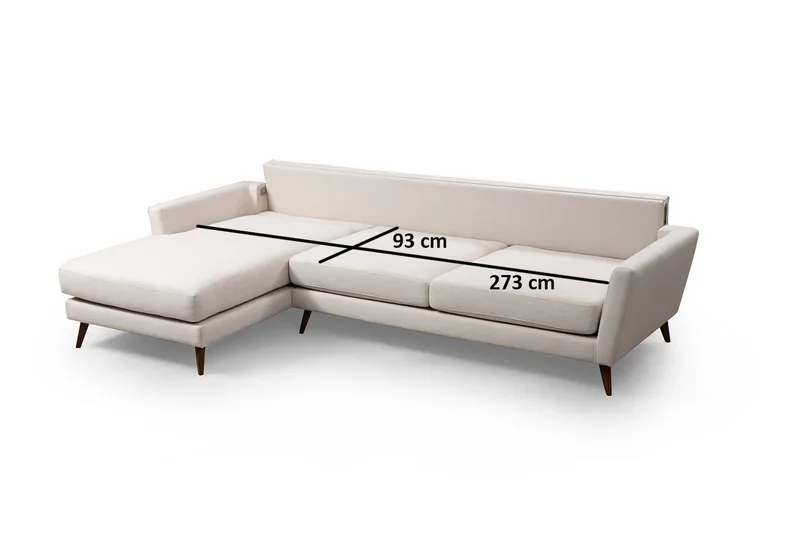 Gajanejos 5-istuttava vasemmanpuoleinen l-muotoinen vuodesohva 93x273 cm samettia - Beige - Huonekalut - Sohva - Vuodesohva - Divaanivuodesohva
