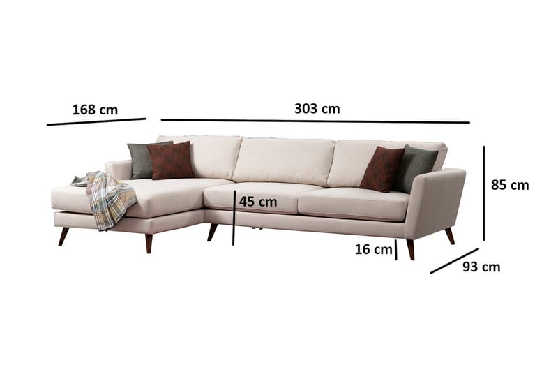 Gajanejos 5-istuttava vasemmanpuoleinen l-muotoinen vuodesohva 93x273 cm samettia - Beige - Huonekalut - Sohva - Vuodesohva - Divaanivuodesohva
