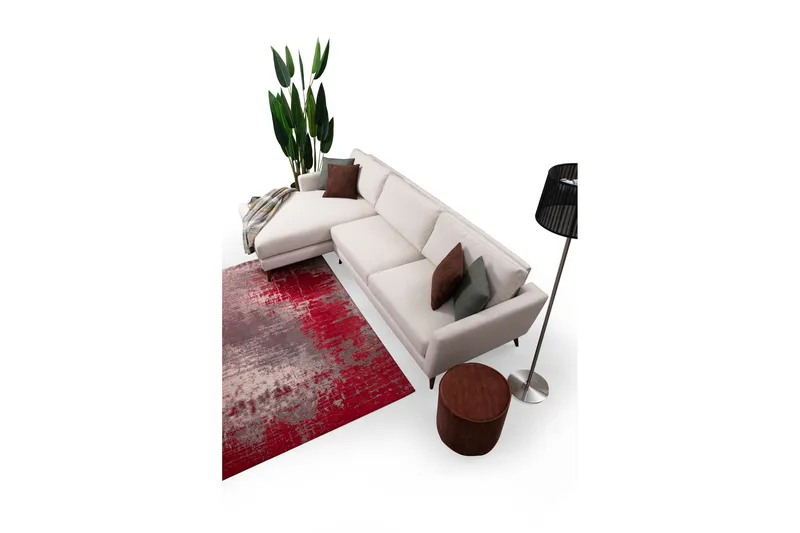 Gajanejos 5-istuttava vasemmanpuoleinen l-muotoinen vuodesohva 93x273 cm samettia - Beige - Huonekalut - Sohva - Vuodesohva - Divaanivuodesohva