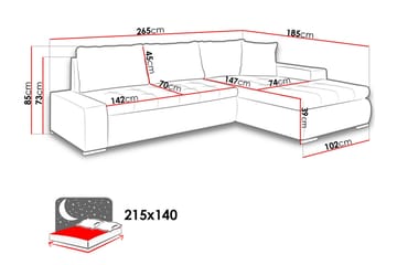 Divaanivuodesohva Ianto 265x185x85 cm - Huonekalut - Sohva - Vuodesohva