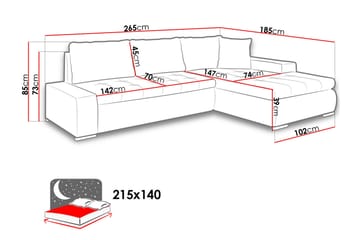 Divaanivuodesohva Ianto 265x185x85 cm - Huonekalut - Sohva - Vuodesohva