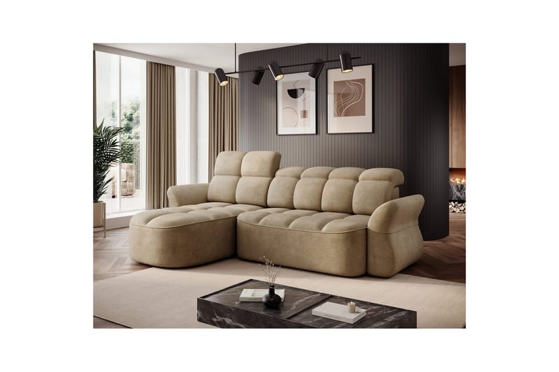 Kulmasohva Eltap Beneth 301x115x185 cm - Nube 20, Beige, Vasen - Huonekalut - Sohva - Vuodesohva - Divaanivuodesohva