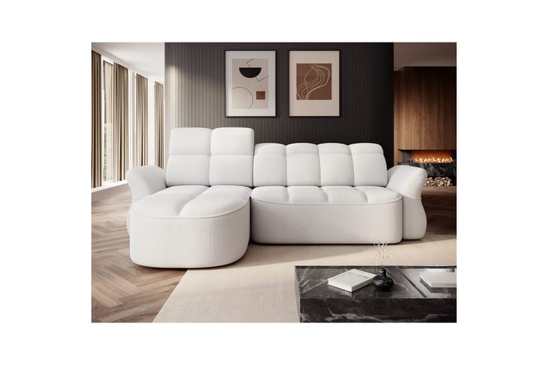 Kulmasohva Eltap Beneth 301x115x185 cm - Paolli 01 valkoinen, Vasen - Huonekalut - Sohva - Vuodesohva - Divaanivuodesohva