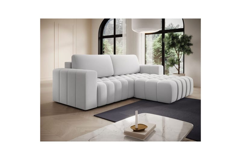 Kulmasohva Eltap Bonett 250x175x92 cm - Solar 01, Valkoinen, Oikea - Huonekalut - Sohva - Vuodesohva - Divaanivuodesohva