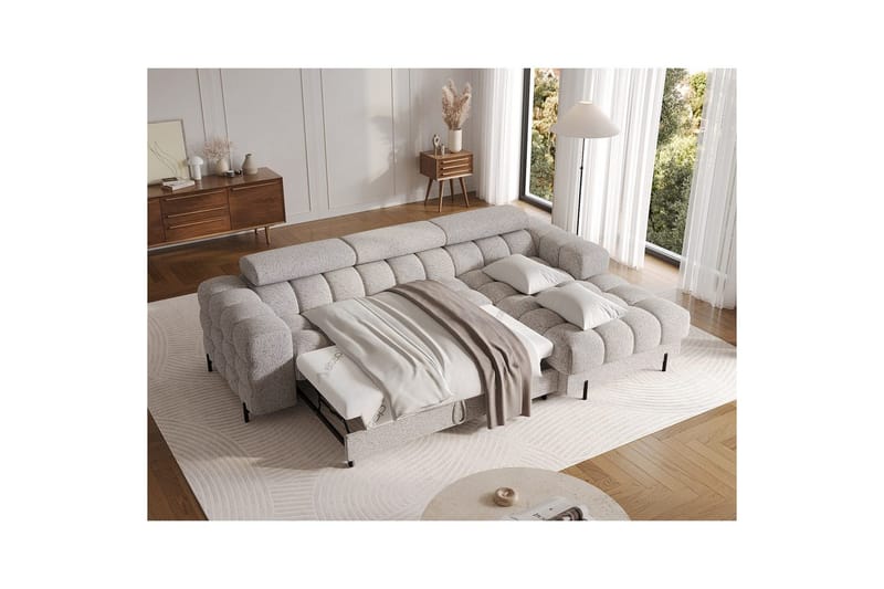 Kulmasohva Eltap Felro 285x181x93 cm - Pellerito 20, harmaa, Oikea - Huonekalut - Sohva - Vuodesohva - Divaanivuodesohva