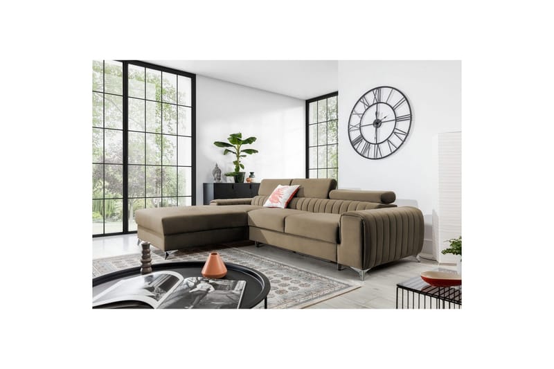 Kulmasohva Eltap Grayson 278x205x92 cm - Nube 20, Beige, Vasen - Huonekalut - Sohva - Vuodesohva - Divaanivuodesohva