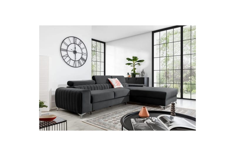 Kulmasohva Eltap Grayson 278x205x92 cm - Nube 6, tummanharmaa, Oikea - Huonekalut - Sohva - Vuodesohva - Divaanivuodesohva
