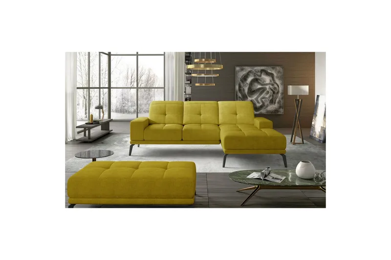 Kulmasohva Eltap Torrense 265x175x98 cm, Omega 68, Keltainen, Oikea