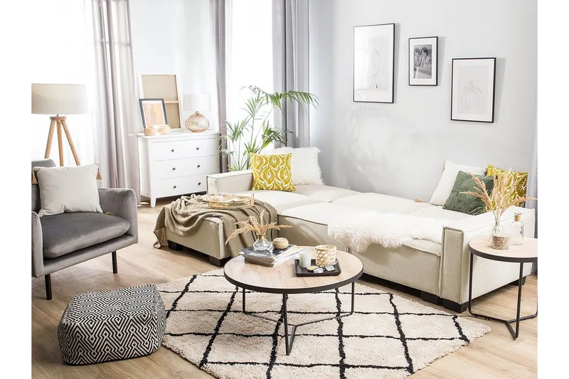 Kulmavuodesohva Dayren Oikea - Beige - Huonekalut - Sohva - Vuodesohva - Divaanivuodesohva