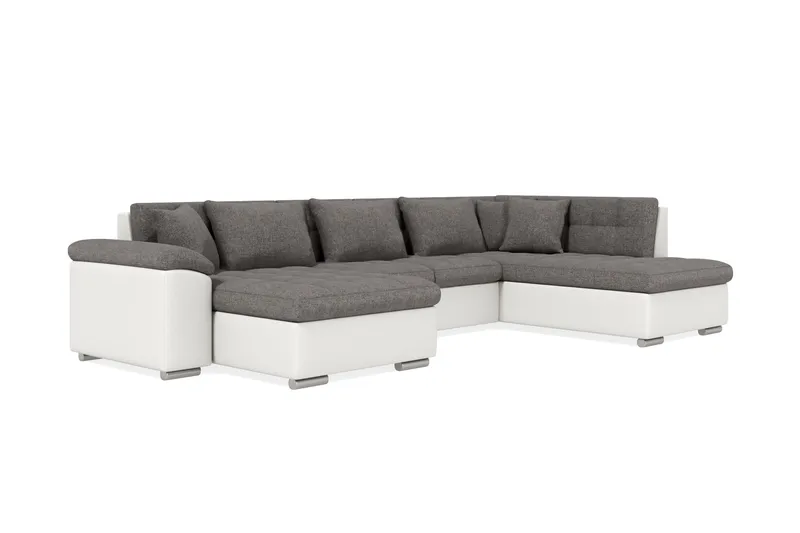 Kulmavuodesohva Jakarta Divaani säilytyksellä Vasen - Vaaleanharmaa/Valkoinen - Huonekalut - Sohva - Vuodesohva - Divaanivuodesohva