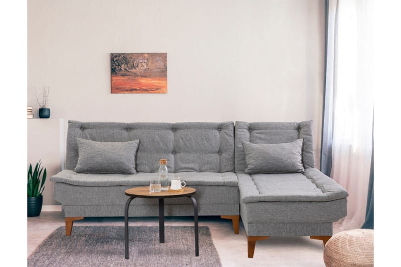 Vuodesohva divaanilla Longburn 4:n ist 107x205 - Harmaa - Huonekalut - Sohva - Vuodesohva - Divaanivuodesohva