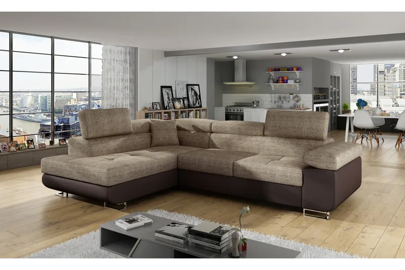 Vuodesohva Hipolito Avopäädyllä Vasen, Beige/Ruskea