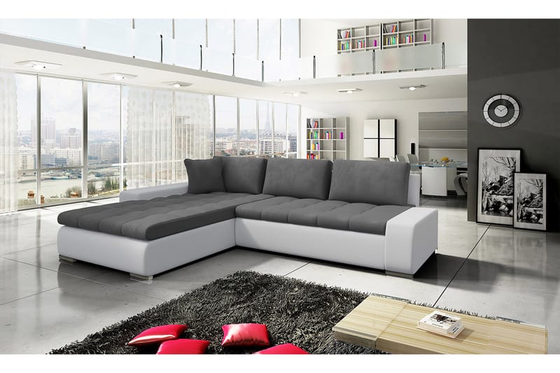 Vuodesohva Ianto divaanilla Käännettävä - Valkoinen/Harmaa - Huonekalut - Sohva - Vuodesohva - Divaanivuodesohva