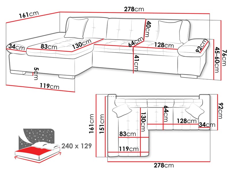 Djerra Vuodesohva divaanilla 3istuttava - Ruskea - Huonekalut - Sohva - Vuodesohva