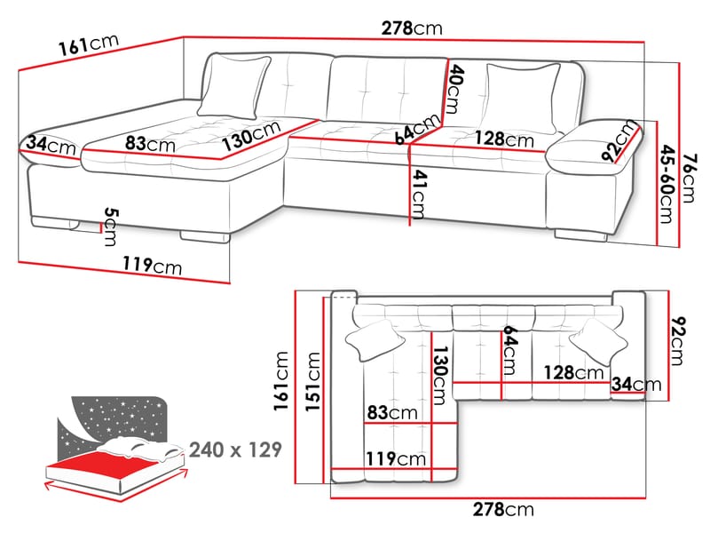 Djerra Vuodesohva divaanilla 3istuttava - Ruskea - Huonekalut - Sohva - Vuodesohva