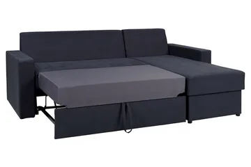 Domino 3-istuttava kulmasohva l-muotoinen levitettävä 140x200 cm säilytystilalla kangasta - Harmaa - Huonekalut - Sohva - Vuodesohva