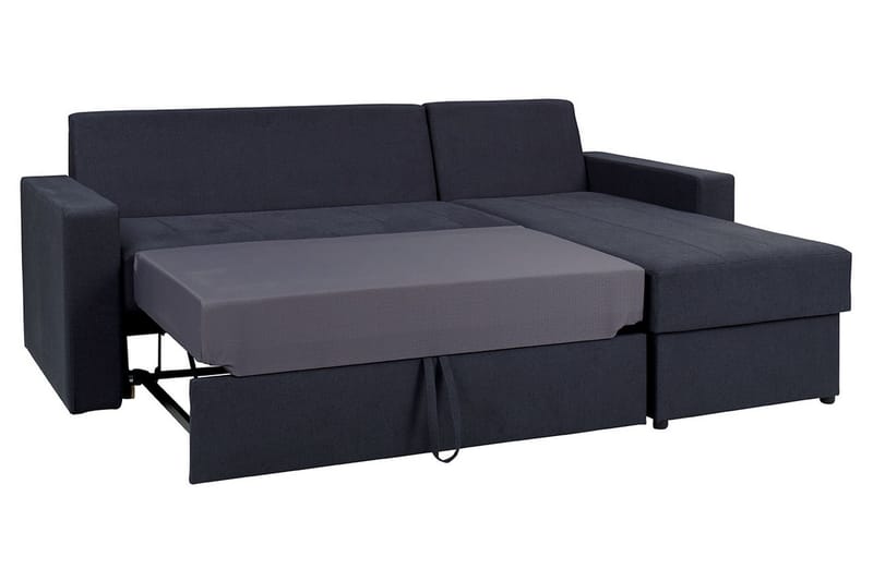 Domino 3-istuttava kulmasohva l-muotoinen levitettävä 140x200 cm säilytystilalla kangasta - Harmaa - Huonekalut - Sohva - Vuodesohva