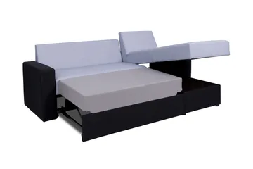 Domino 3-istuttava kulmasohva l-muotoinen levitettävä 140x200 cm säilytystilalla kangasta - Harmaa - Huonekalut - Sohva - Vuodesohva