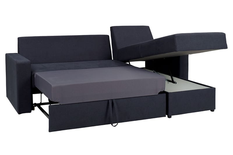 Domino 3-istuttava kulmasohva l-muotoinen levitettävä 140x200 cm säilytystilalla kangasta - Harmaa - Huonekalut - Sohva - Vuodesohva